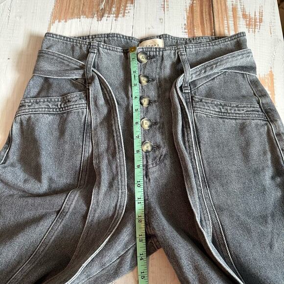 Sezane Maxime Belted Exposed Button Fly Jeans Gray Size FR 38 US 6 - Picture 12 of 15